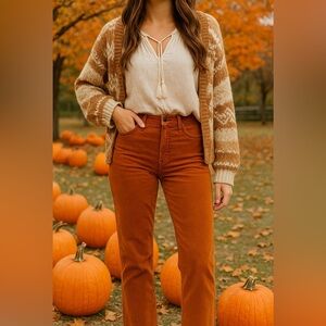 We The Free by Free People Corduroy Pants – Rust Orange – Size 25